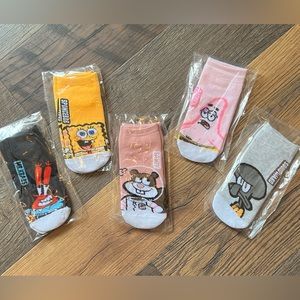 SpongeBob SquarePants Character Set of 5 UNISEX Ankle Socks NEW